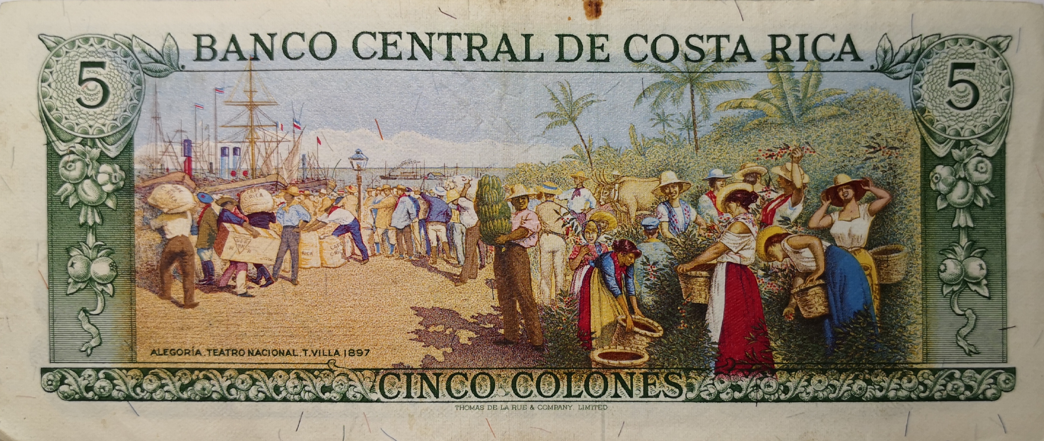 COSTA RICA 5 COLONES P S122 1917 UN ISSUED With Out SIGNATURE UNC MONEY NOTE 